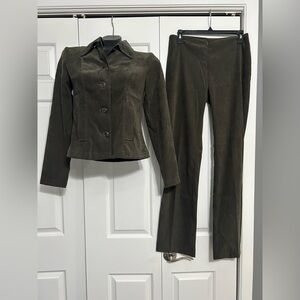 Vintage Late 90s XOXO Olive Green Microsuede Jacket and Pants
